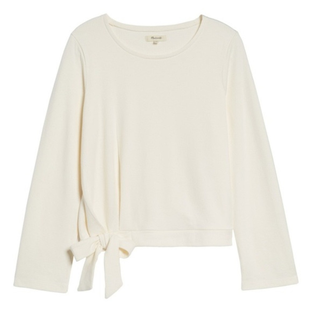 Madewell Cream Top Side Tie Long Sleeve Small